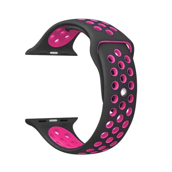 NEW Black Pink Replacement Band For Apple Watch - Picture 2 of 2